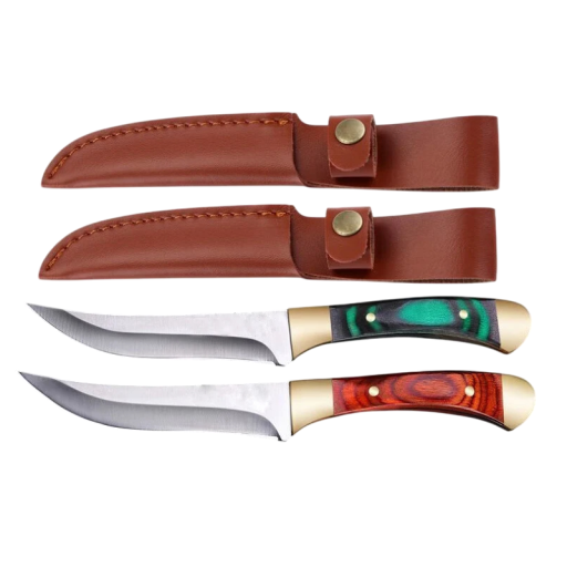 Cuchillo de caza con hoja de 19 cm y funda de cuero Cuchillo de supervivencia Cuchillo militar Equipamiento de exterior Camping Senderismo