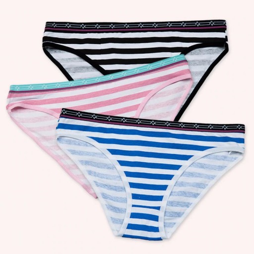 Cuecas riscas para senhora - 3 pcs