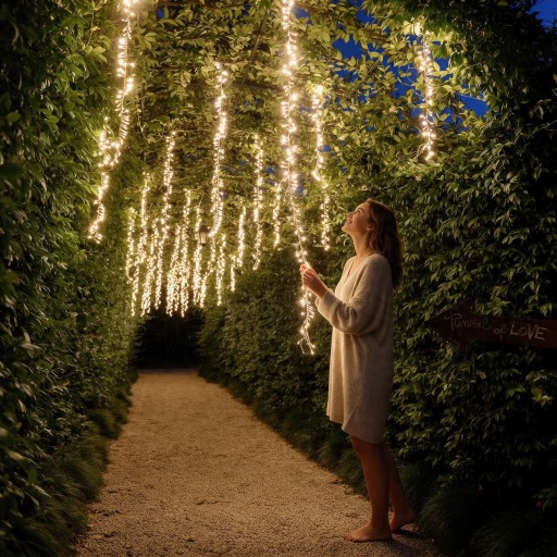 Cuelga luces LED Cadenas 2,5 m Lluvia de luces Alimentación 220 V Enchufe EU Cable transparente Luz blanca cálida Decoración de jardín para árbol