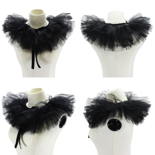 Cuello falso, con volantes, de malla Elegante accesorio de malla para vestidos y blusas Cuello ligero y aireado Para un estilo moderno e histórico Decoración de moda