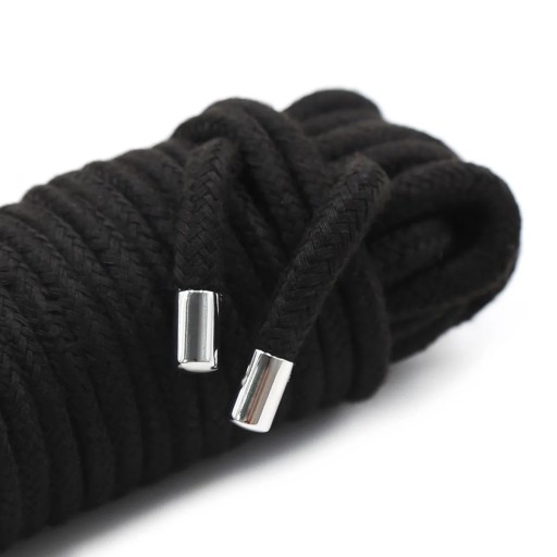 Cuerda BDSM de algodón, 20 metros de largo, 0,85 cm de ancho, con extremos metálicos, ideal para bondage, ataduras y otras técnicas Embalaje