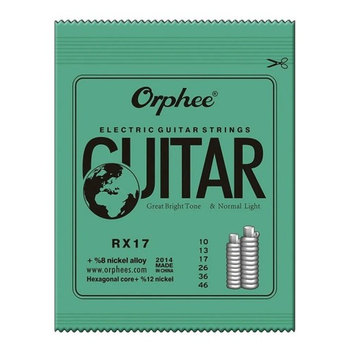 Cuerdas para guitarra eléctrica Orphee RX17, núcleo hexagonal, acero al carbono, tono brillante, accesorios musicales de larga duración.