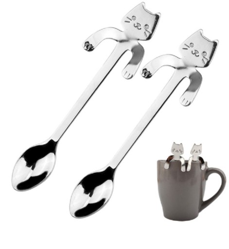 Cuillère à café avec un chat - 2 pcs