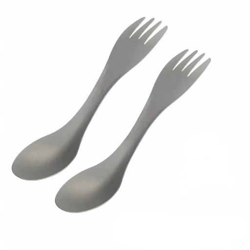 Cuillère avec fourchette 2 en 1 16,5 cm ultra légère vaisselle portable argentée cuillère de camping fourchette pour camping pique-nique et voyage 2