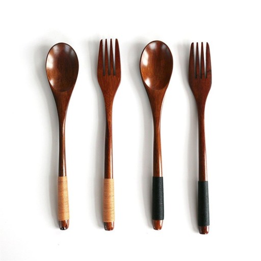 Cuillère et fourchette en bois - 2 pcs