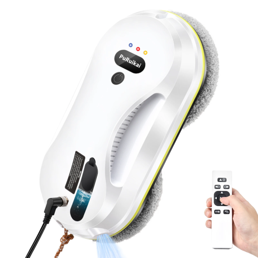 Curățător automat de geamuri cu telecomandă Spray atomizat 2800 Pa Aspirator rezervor 40ml Coardă de siguranță 10 lavete