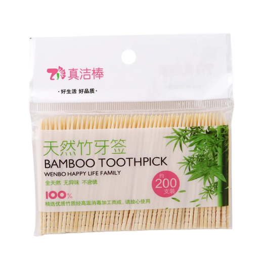 Cure-dents en bois 200 pièces Cure-dents en bambou jetables