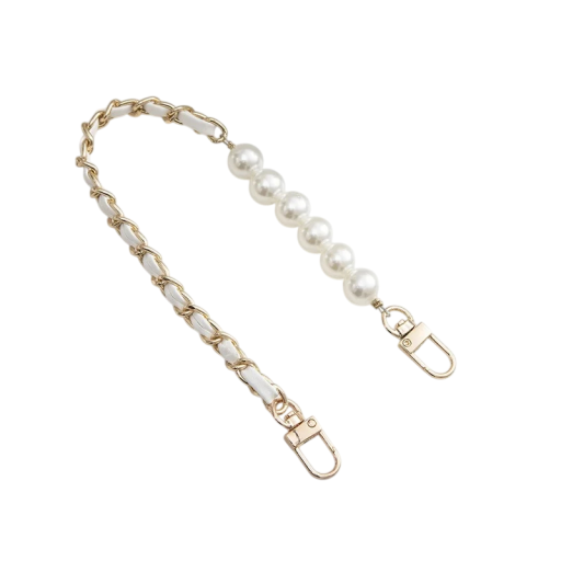 Curea asimetrică din perle pentru geantă 35 cm cu lanț împletit Închidere cu carabină Mâner decorativ de rezervă Mâner elegant
