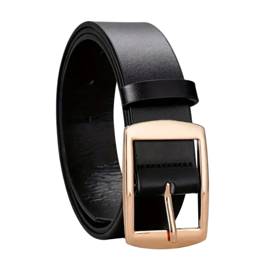 Curea bărbătească din piele PU 3 cm Cataramă din metal auriu Curea elegantă pentru pantaloni Accesoriu elegant de modă pentru bărbați Circumferință reglabilă Aspect clasic