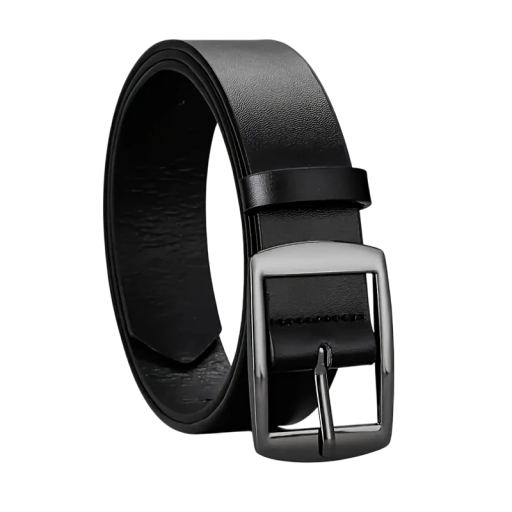 Curea bărbați din piele PU 3 cm Cataramă metalică gri închis Cureaua elegantă pentru pantaloni stil clasic Accesoriu de modă reglabil pentru bărbați