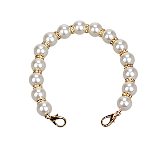 Curea de perle luxoasă pentru geantă 30 x 1,6 cm Lanț decorativ cu perle și inele ornamentale Închidere cu carabină Accesoriu elegant