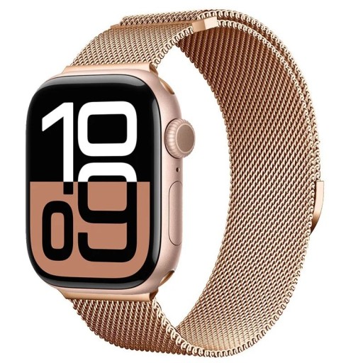 Curea milaneză de 46 mm pentru Apple Watch Series 10 și 11 Curea metalică magnetică cu ajustare continuă a lungimii Design elegant din oțel țesut