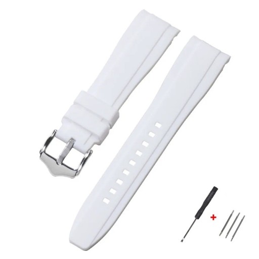 Curea pentru ceas de 22 mm Curea din cauciuc siliconic cu capăt rotunjit pentru Swatch Omega Moonswatch Omega Speedmaster Seiko curea rezistentă la apă cu cataramă argintie