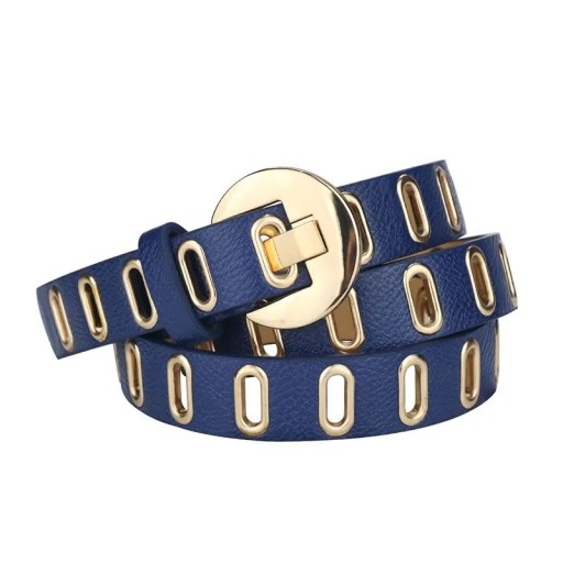 Cureaua de dama Grunge Punk din piele PU, latime 2,3 cm cu catarama metalica 4 cm. Cureaua subtire eleganta. Accesoriu de moda pentru rochii, pantaloni, fuste.