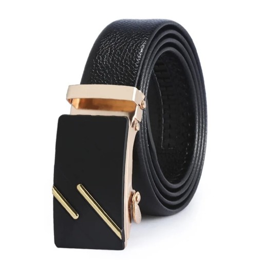 Cureaua eleganta neagra pentru barbati din piele PU cu catarama metalica automata Lungime reglabila Accesoriu barbatesc modern pentru costume si blugi