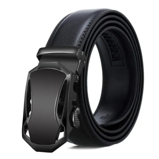 Cureaua neagra din piele PU pentru barbati 120 x 3,5 cm Centura eleganta cu catarama automata metalica Cureaua ajustabila pentru costum
