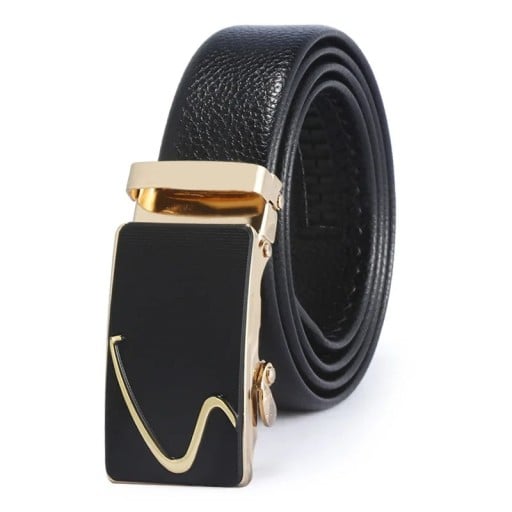 Cureaua neagra din piele PU pentru barbati cu catarama automata Centura eleganta pentru barbati lungime reglabila Accesoriu elegant la moda