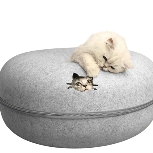 Cuscino a forma di ciambella per gatti in feltro Diametro 50 cm Cuscino rotondo per gatti Altezza 20 cm Cuscino morbido per gatti Letto di design per gatti
