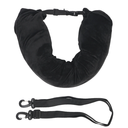 Cuscino da viaggio gonfiabile a forma di U 75x18 cm Supporto per la testa con zip Cinghia in nylon con fibbia Cuscino da appendere agli abiti