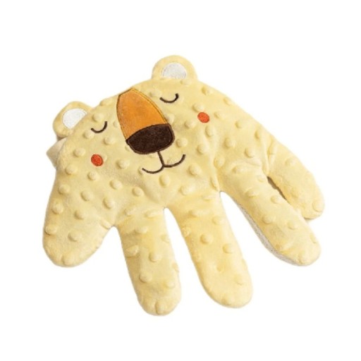 Cuscino rilassante per il sonno 26 x 24 cm Aiuto per bambini con mani Leone giallo Cuscino a pressione Telecomando Cotone Poliestere Neonati