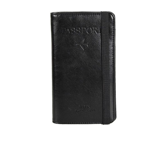 Custodia da viaggio per passaporto e documenti in pelle PU Chiusura con cinturino elastico Dimensioni 19,5 x 10,5 x 1,5 cm Per vacanze