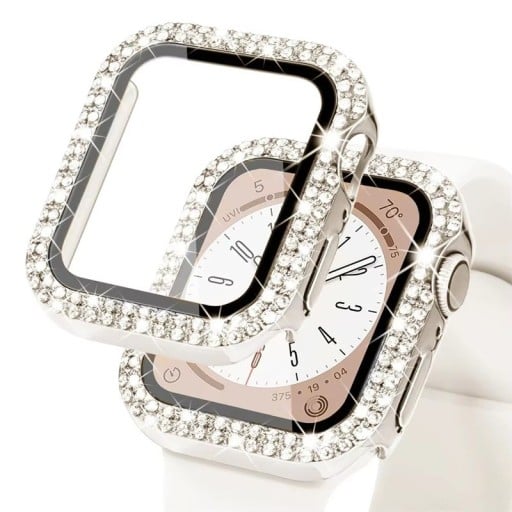 Custodia in Diamante per Apple Watch 42 mm Series 1 2 3 Custodia protettiva con vetro temperato Cornice completa protezione