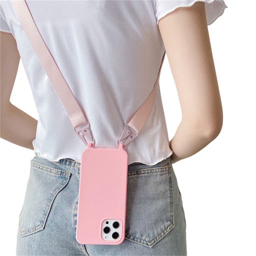 Custodia in silicone opaco con cinturino per iPhone 15