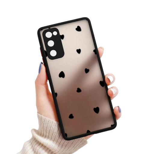 Custodia trasparente opaca con motivo di cuore nero per Samsung Galaxy S23