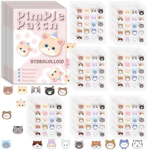 Cute Cartoon Acne Patches 600 pcs Animal-Shaped Concealer Stickers Safe Non-Toxic Spot Cover