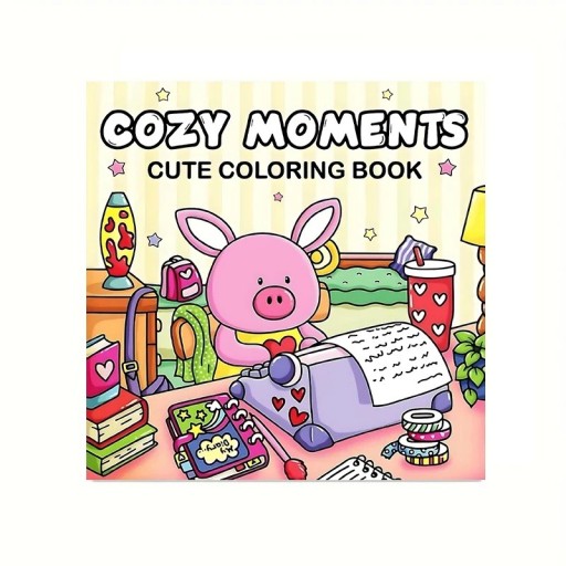 Cute Colouring Book Cozy Moments 20 x 20 cm 28 Pages Paper Illustrations Creative Drawing and Relaxing Colouring