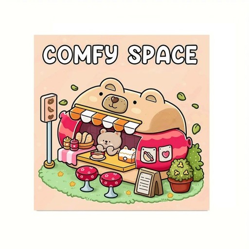 Cute Colouring Book Cozy Spaces 20 x 20 cm 28 Pages Paper Illustrations Creative Drawing and Relaxing Colouring