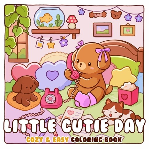 Cute & Cozy Colouring Book with Cute Animal Motifs 20 × 20 cm 24 Pages Simple Drawings for Children and Adults Relaxing Colouring