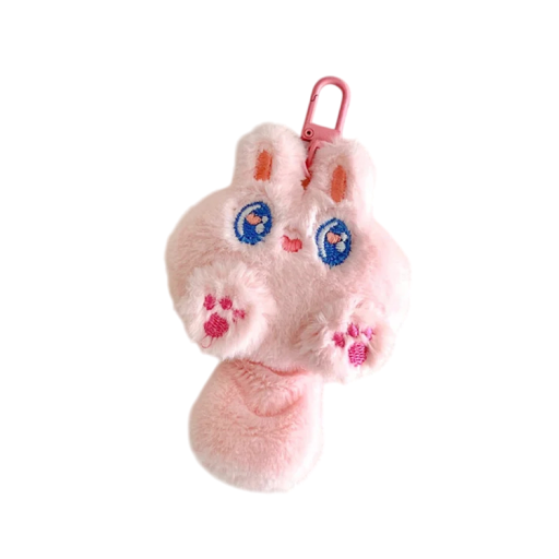 Cute Pink Plush Cat Keychain 10.5 x 7.5 cm Soft Plush Toy with Ears and Tail Bag Decoration Backpack Gift for Cat Lovers