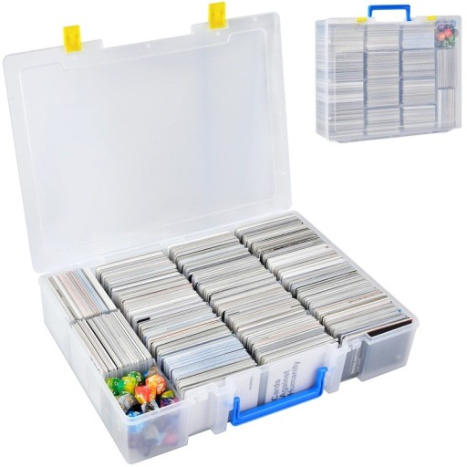 Cutie de depozitare din plastic pentru cărți de joc și de tranzacționare pentru peste 2300 de piese, cu separatoare reglabile și mâner, 35,5 x 26,7 x 7,6 cm