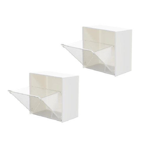 Cutie de depozitare pe perete 2 bucăți cu capac rabatabil 8,5 x 8,5 x 4,5 cm organizator transparent din plastic pentru dischete demachiante și cosmetice