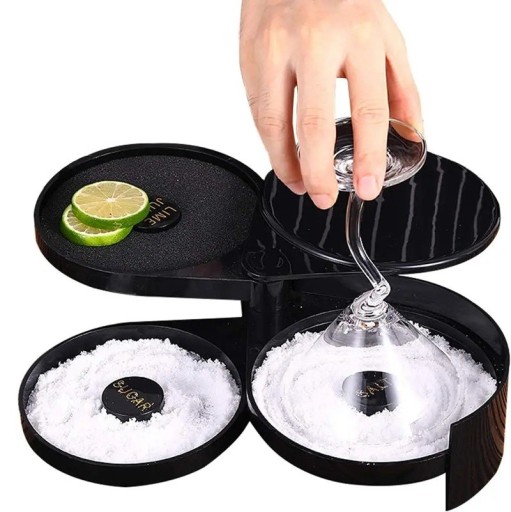 Cutie rotativă cu 3 straturi pentru condimente 16,5×6,5×18,3 cm Cutie pentru sare și zahăr Accesorii pentru barman Set mixer cocktailuri ABS