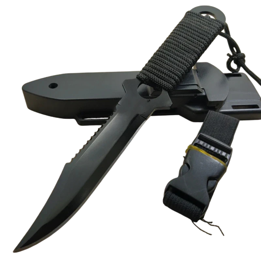 Cuțit de vânătoare 21,6 cm Lamă fixă tactică din oțel inoxidabil Cu teacă Cuțit de exterior pentru natură Camping Drumeții Bushcraft Echipament