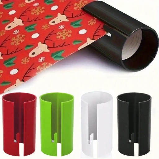 Cutter pentru hârtie de ambalare cilindric portabil 9,8 x 5,5 cm din plastic multicolor pentru role de hârtie ambalare cadouri acasă
