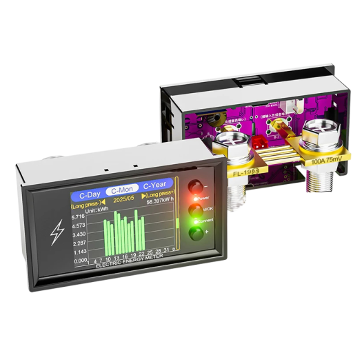 CW20 digital energimåler 100 A WiFi Tuya kapacitetsdetektor DC 0-420 V 2,0 tommer farveskærm og Bluetooth sort til solsystemer