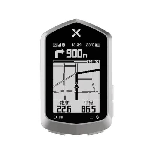 Cyclette con navigazione GPS e mappe 2,4" display schermo in vetro Bluetooth ANT+ USB-C IPX7 nero per ciclismo e allenamento