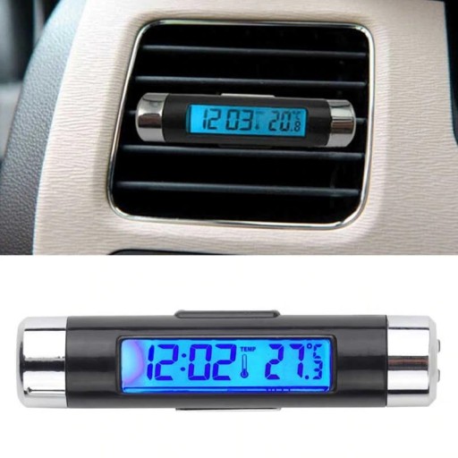 Cyfrowy termometr z zegarem samochodowym