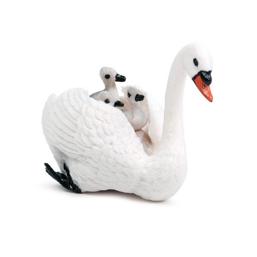 Cygne avec des cygneaux figurine