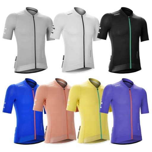 Cyklistisk sportstrøje med korte ærmer og lynlås med 3 baglommer til cykling, sport og udendørs aktiviteter unisex