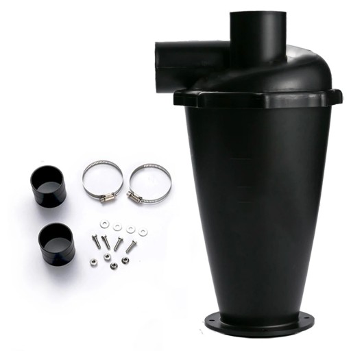 Cyklonowy separator pyłu 320 x 110 mm z wewnętrzną średnicą wlotu 50 mm Odsysanie warsztatowe Separator zanieczyszczeń z zestawem montażowym