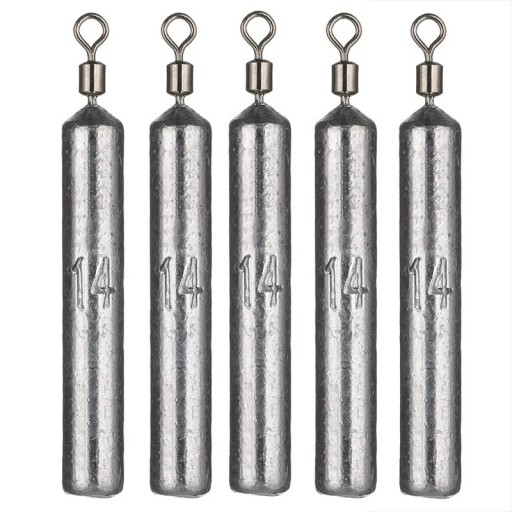 Cylindrical Fishing Lead Weights with Swivel 5 pcs 14 g Fishing Weights Stable Sinking Long Casting Weights for Catching Large Fish