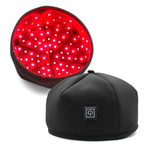 Czapka LED z czerwonym i podczerwonym światłem 60x 660nm 60x 850nm Terapia na porost włosów Regeneracja skóry głowy Ładowanie przez USB Wtyczka