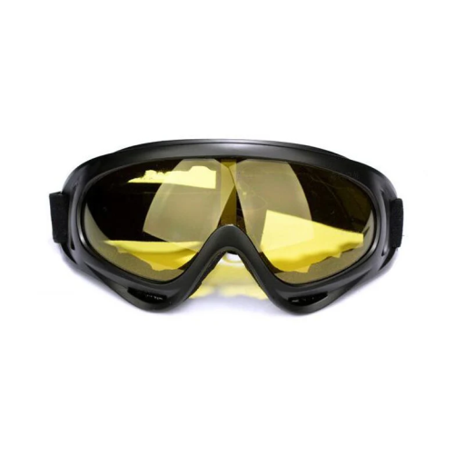 Czarne gogle motocyklowe narciarskie 18 x 8 cm Okulary ochronne z żółtymi soczewkami UV400 Materiał PC ABS Nadają się do motocykli i nart