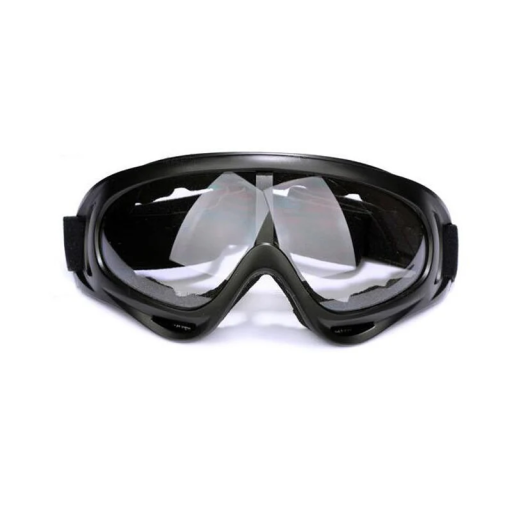 Czarne gogle motocyklowe narciarskie z przezroczystymi szkłami, ochrona UV 18 x 8 cm Wytrzymała rama ABS Gogle do motocykla, nart, snowboardu, quada