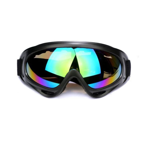 Czarne okulary motocyklowe narciarskie 18 x 8 cm Kolorowe szkło z ochroną UV Okulary motocyklowe PC ABS Trwałe sportowe okulary ochronne