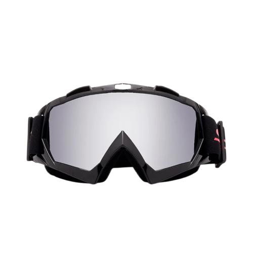 Czarne okulary motocyklowe ze srebrnymi szkłami Stylowe okulary wiatroszczelne Pyłoszczelne okulary motocyklowe Retro akcesoria motocyklowe